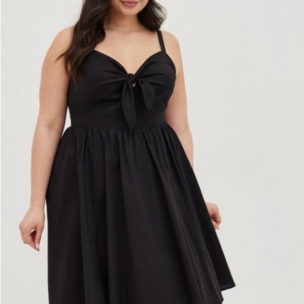 Torrid Mini Poplin Tie-Front Skater Dress